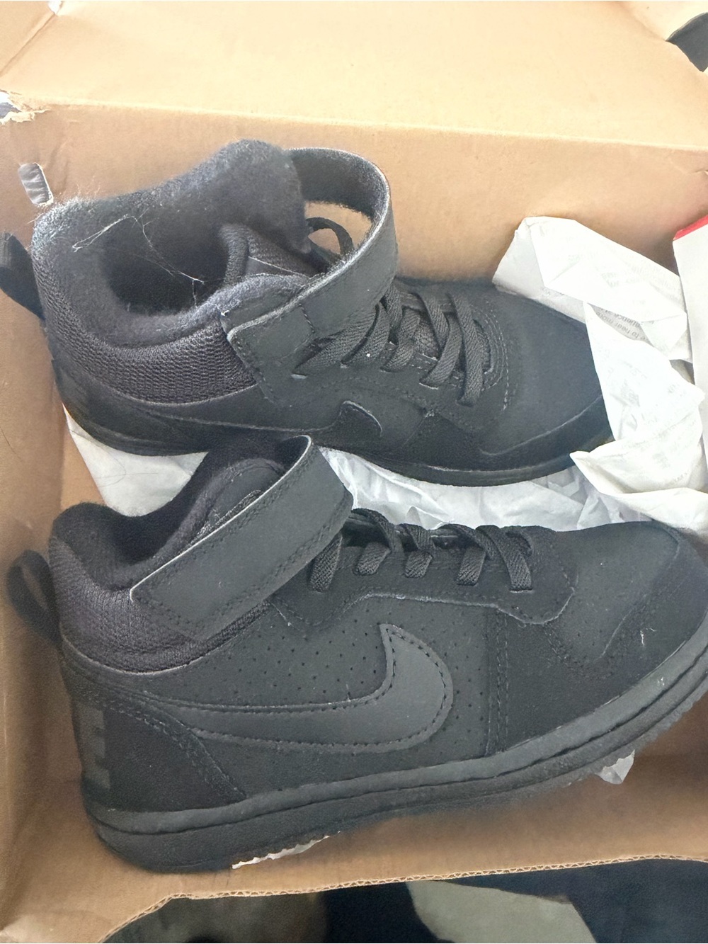 Nike Little Kids' All-Black High-Top Sneakers with Strap